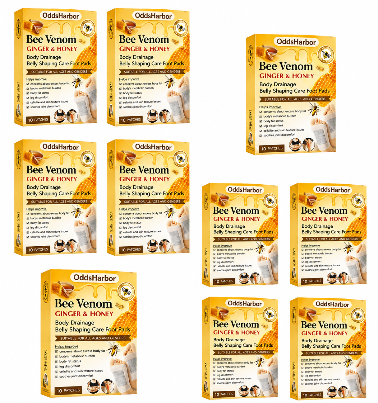 🏆 50K+ SOLD! 🌿Bee Venom Ginger Herbal Foot Patches (Set of 10)