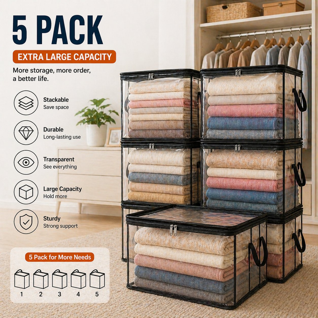 🎁 Mother's Day Sale 70% OFF📦Large Heavy-Duty Thick Plastic Clear Storage Bag for Clothes, Moving & Storage