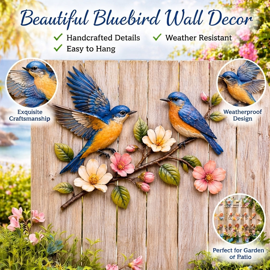 💐Last Day 70% OFF🔥 - Handcrafted Metal Bluebird Wall Art