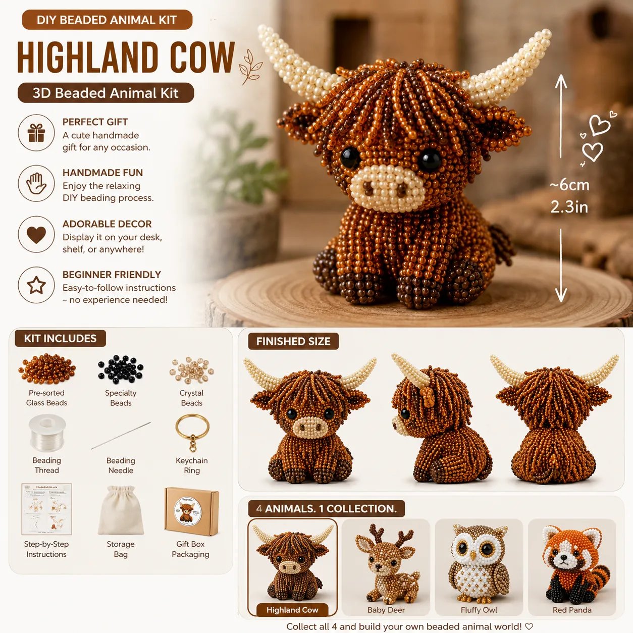 🔥Last Day 70% OFF -  2026 OddsHarbor®🧵✨ Tiny 3D Beaded Animal DIY Kit