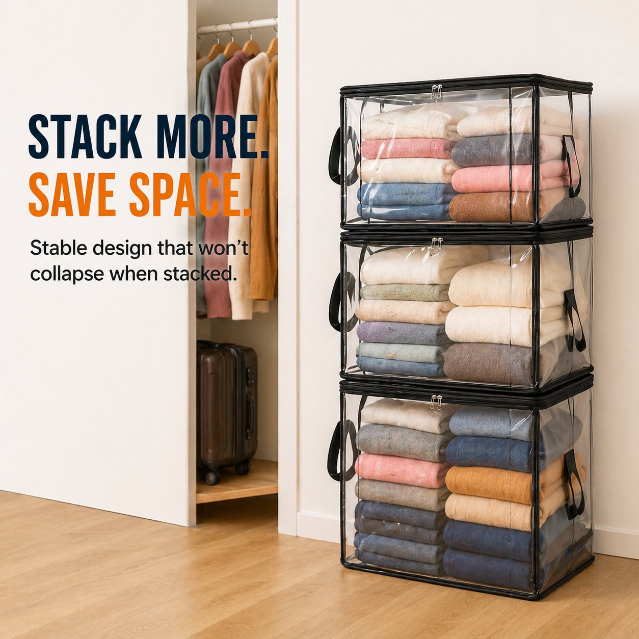 🎁 Mother's Day Sale 70% OFF📦Large Heavy-Duty Thick Plastic Clear Storage Bag for Clothes, Moving & Storage
