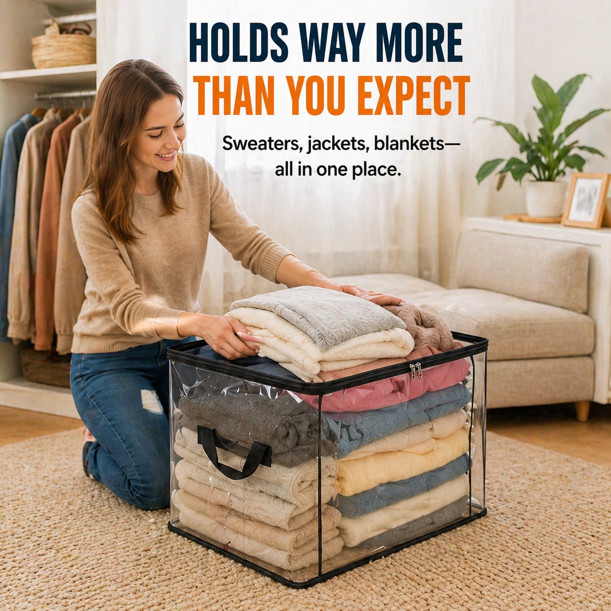 🎁 Mother's Day Sale 70% OFF📦Large Heavy-Duty Thick Plastic Clear Storage Bag for Clothes, Moving & Storage