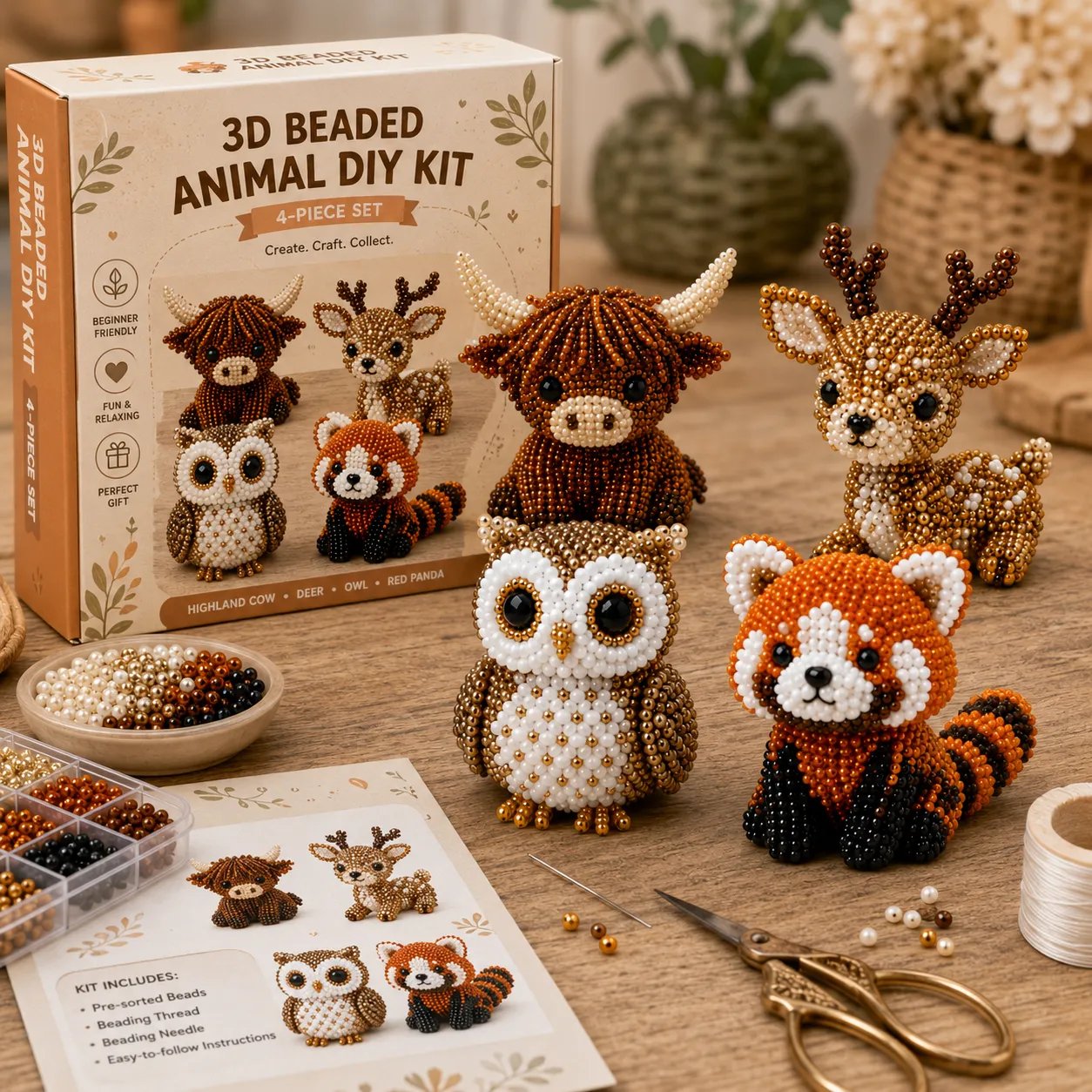 🔥Last Day 70% OFF -  2026 OddsHarbor®🧵✨ Tiny 3D Beaded Animal DIY Kit