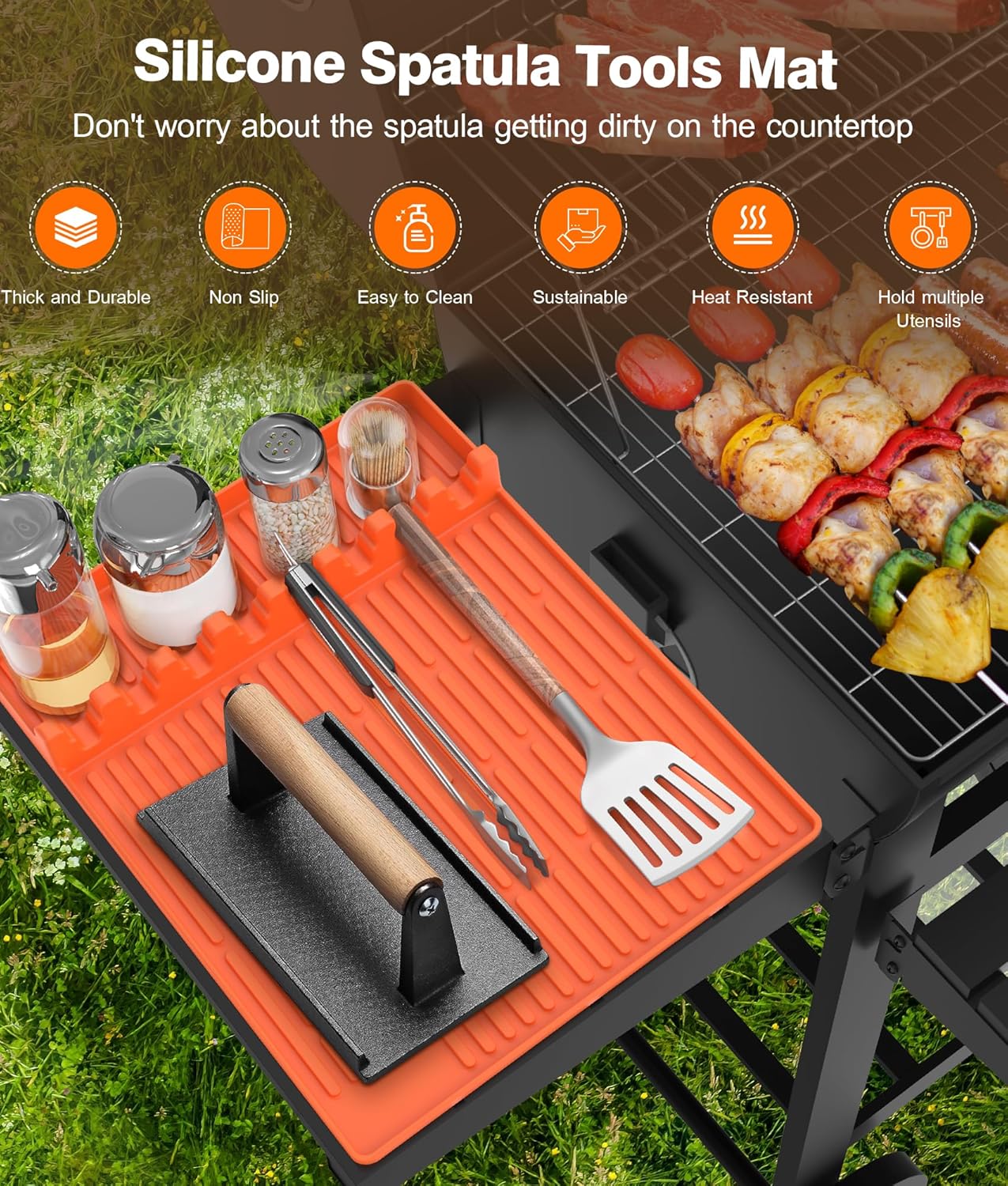 🌞Summer Sale 70% OFF🔥Silicone Grill Tools Mat with Drip Pad